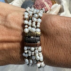 Silpada retired Copper Brass and Pearl Bracelet